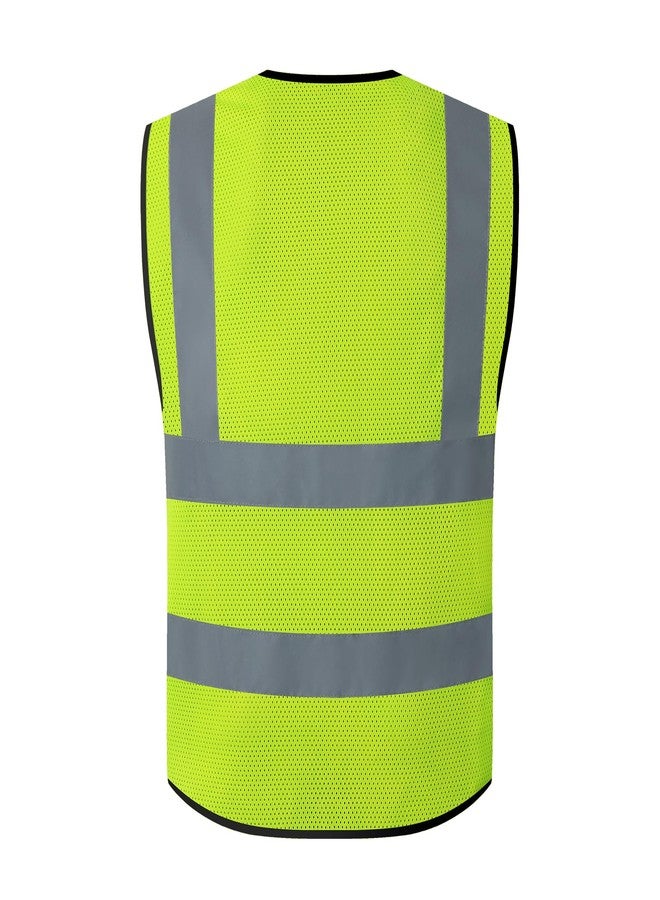 ASIPHITU Reflective Safety Vest for Men Women High Visibility Construction Work Vest with Pockets and zipper front Hi Vis Security Vest with Reflective Strips Meets ANSI/ISEA Standard (AP1-Yellow-M) - Image 2